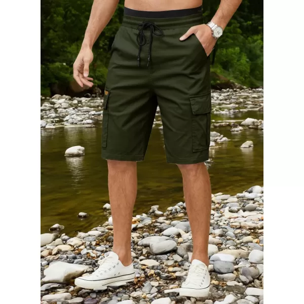 JMIERR Mens Casual Twill Cargo Shorts Cotton Drawstring Classic Cargo Stretch Short with 6 Pockets