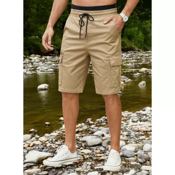 JMIERR Mens Casual Twill Cargo Shorts Cotton Drawstring Classic Cargo Stretch Short with 6 Pockets