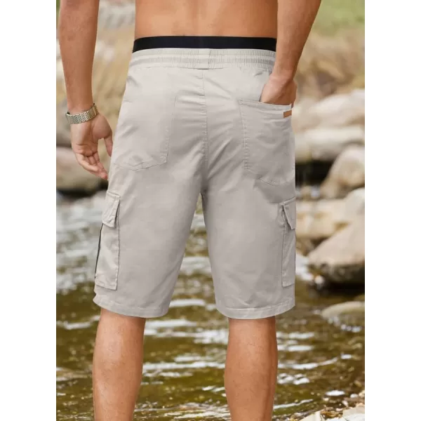 JMIERR Mens Casual Twill Cargo Shorts Cotton Drawstring Classic Cargo Stretch Short with 6 Pockets