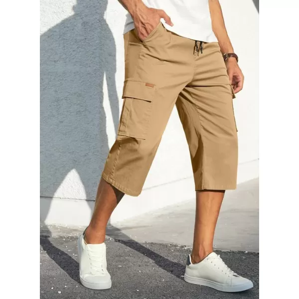 JMIERR Mens Casual Twill Cargo Shorts Cotton Drawstring Classic Cargo Stretch Short with 6 Pockets