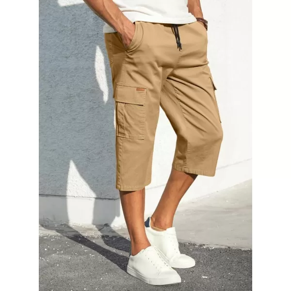 JMIERR Mens Casual Twill Cargo Shorts Cotton Drawstring Classic Cargo Stretch Short with 6 Pockets