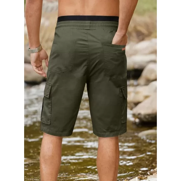 JMIERR Mens Casual Twill Cargo Shorts Cotton Drawstring Classic Cargo Stretch Short with 6 Pockets