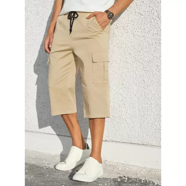 JMIERR Mens Casual Twill Cargo Shorts Cotton Drawstring Classic Cargo Stretch Short with 6 Pockets