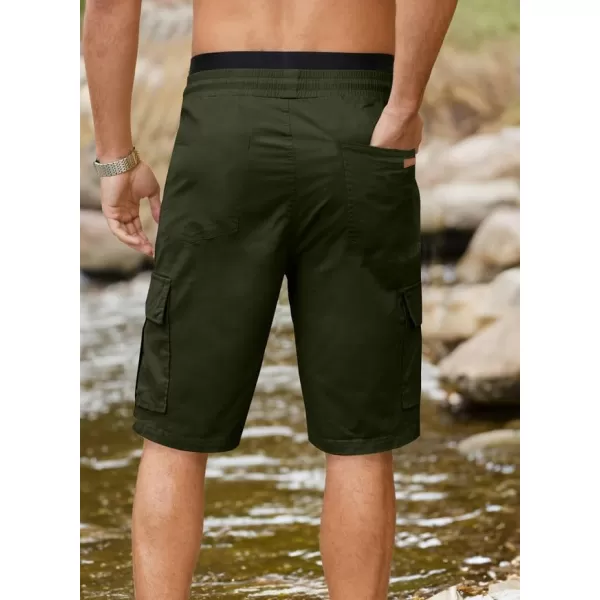 JMIERR Mens Casual Twill Cargo Shorts Cotton Drawstring Classic Cargo Stretch Short with 6 Pockets