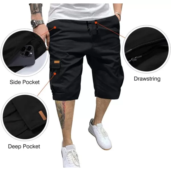 JMIERR Mens Casual Twill Cargo Shorts Cotton Drawstring Classic Cargo Stretch Short with 6 Pockets