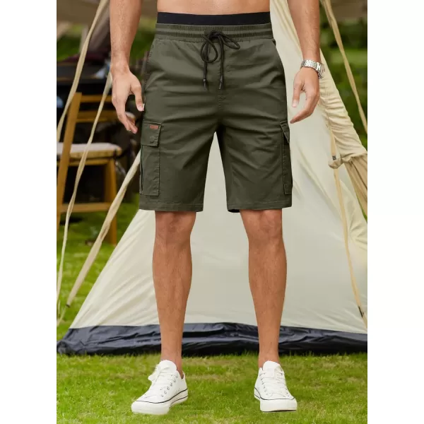 JMIERR Mens Casual Twill Cargo Shorts Cotton Drawstring Classic Cargo Stretch Short with 6 Pockets
