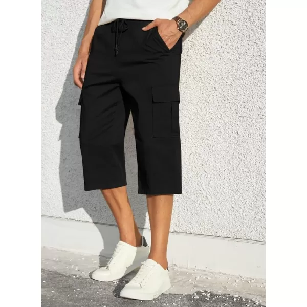 JMIERR Mens Casual Twill Cargo Shorts Cotton Drawstring Classic Cargo Stretch Short with 6 Pockets