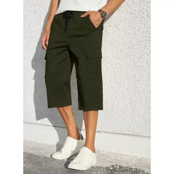 JMIERR Mens Casual Twill Cargo Shorts Cotton Drawstring Classic Cargo Stretch Short with 6 Pockets
