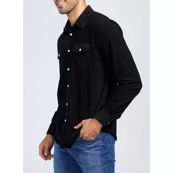 JMIERR Men's Corduroy Button Down Shirts Casual Long Sleeve Shacket Jacket with Flap Pockets