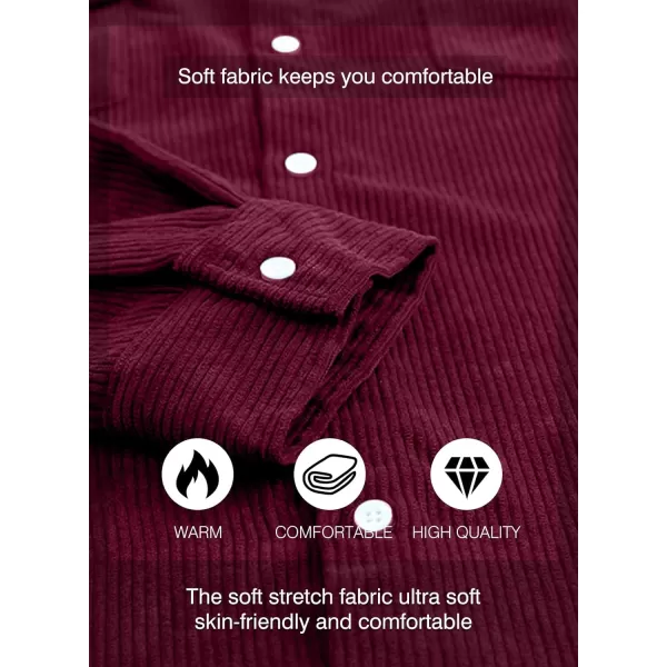 JMIERR Men's Corduroy Button Down Shirts Casual Long Sleeve Shacket Jacket with Flap Pockets