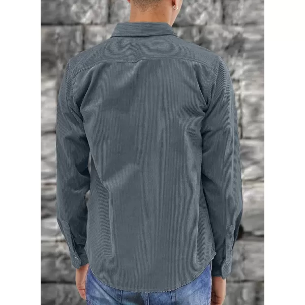 JMIERR Men's Corduroy Button Down Shirts Casual Long Sleeve Shacket Jacket with Flap Pockets
