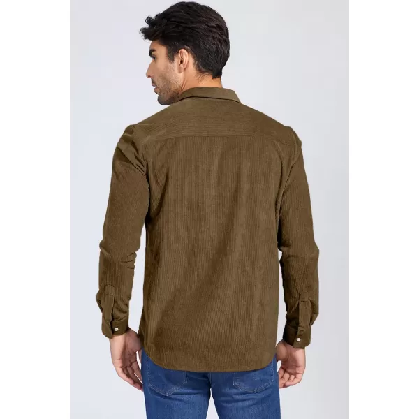 JMIERR Men's Corduroy Button Down Shirts Casual Long Sleeve Shacket Jacket with Flap Pockets