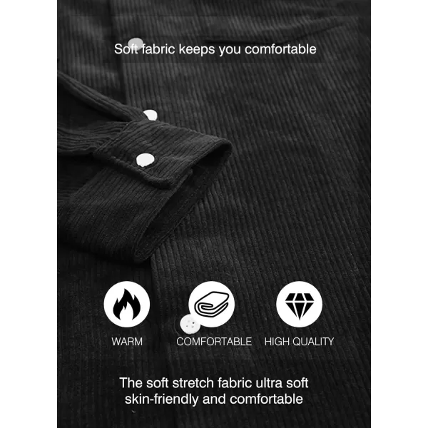 JMIERR Men's Corduroy Button Down Shirts Casual Long Sleeve Shacket Jacket with Flap Pockets