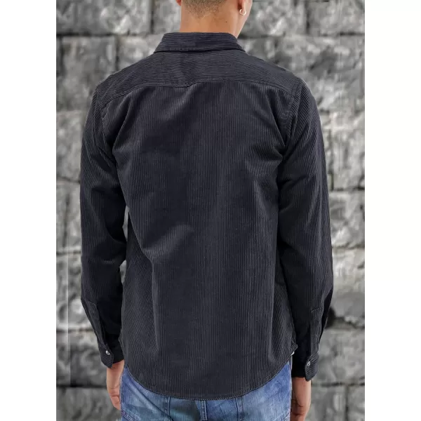 JMIERR Men's Corduroy Button Down Shirts Casual Long Sleeve Shacket Jacket with Flap Pockets