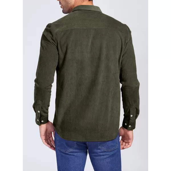 JMIERR Men's Corduroy Button Down Shirts Casual Long Sleeve Shacket Jacket with Flap Pockets