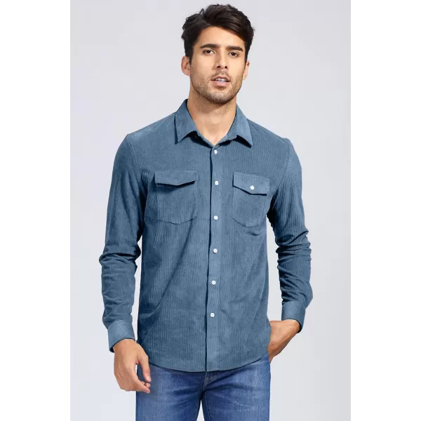 JMIERR Men's Corduroy Button Down Shirts Casual Long Sleeve Shacket Jacket with Flap Pockets