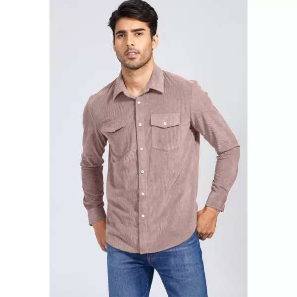 JMIERR Men's Corduroy Button Down Shirts Casual Long Sleeve Shacket Jacket with Flap Pockets