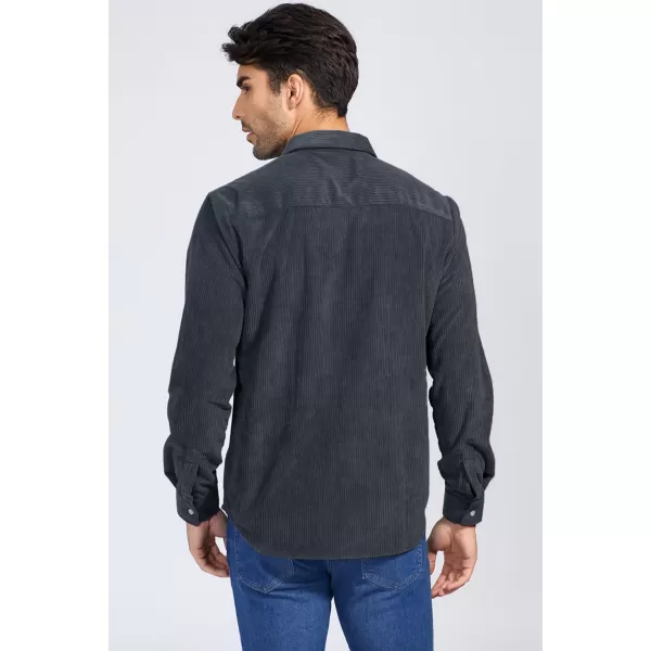 JMIERR Men's Corduroy Button Down Shirts Casual Long Sleeve Shacket Jacket with Flap Pockets