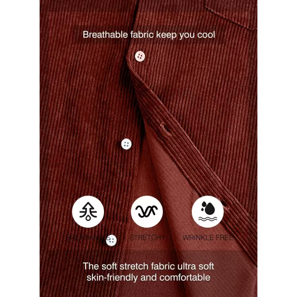 JMIERR Men's Corduroy Button Down Shirts Casual Long Sleeve Shacket Jacket with Flap Pockets