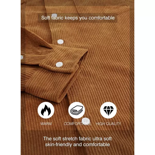 JMIERR Men's Corduroy Button Down Shirts Casual Long Sleeve Shacket Jacket with Flap Pockets