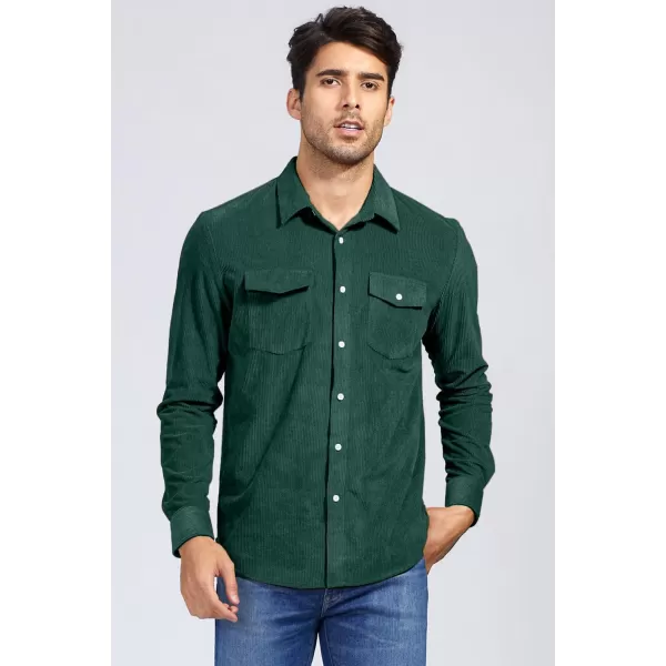 JMIERR Men's Corduroy Button Down Shirts Casual Long Sleeve Shacket Jacket with Flap Pockets