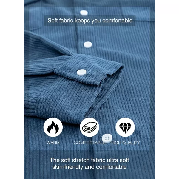 JMIERR Men's Corduroy Button Down Shirts Casual Long Sleeve Shacket Jacket with Flap Pockets