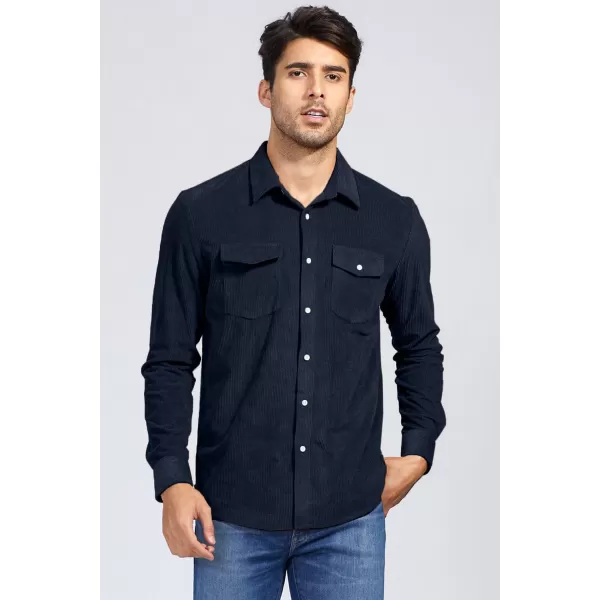 JMIERR Men's Corduroy Button Down Shirts Casual Long Sleeve Shacket Jacket with Flap Pockets
