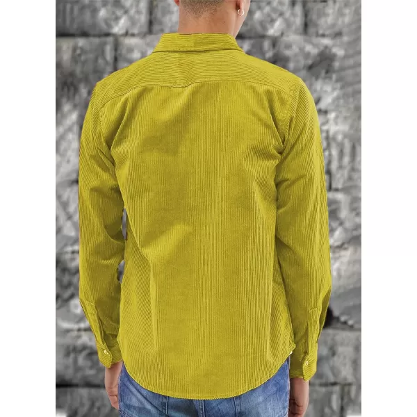 JMIERR Men's Corduroy Button Down Shirts Casual Long Sleeve Shacket Jacket with Flap Pockets