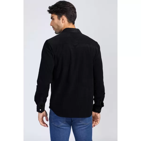 JMIERR Men's Corduroy Button Down Shirts Casual Long Sleeve Shacket Jacket with Flap Pockets