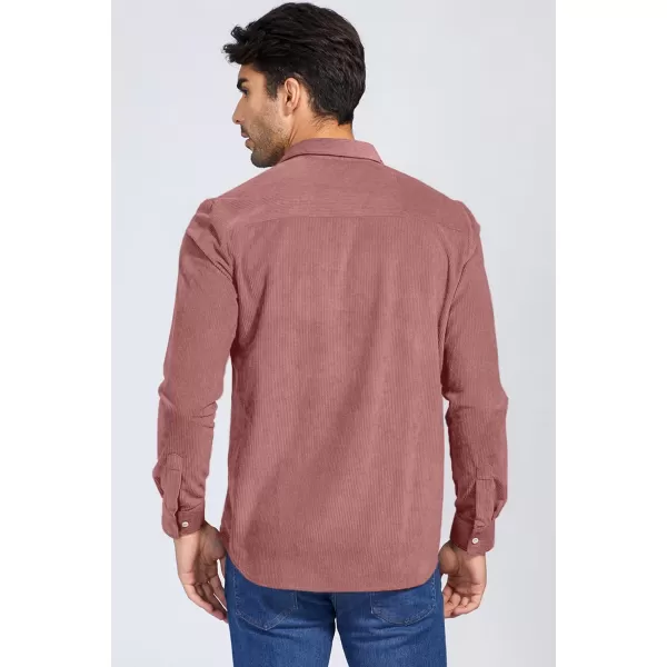 JMIERR Men's Corduroy Button Down Shirts Casual Long Sleeve Shacket Jacket with Flap Pockets
