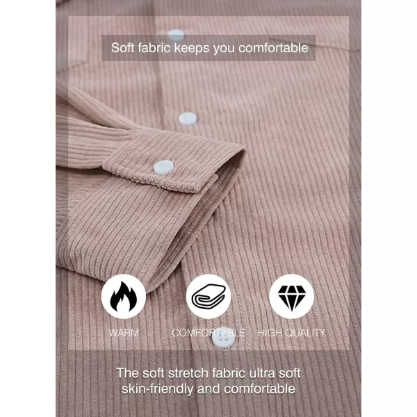 JMIERR Men's Corduroy Button Down Shirts Casual Long Sleeve Shacket Jacket with Flap Pockets