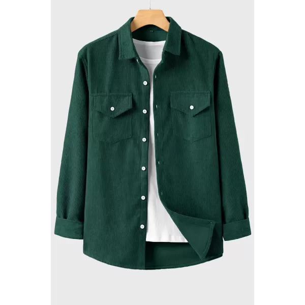 JMIERR Men's Corduroy Button Down Shirts Casual Long Sleeve Shacket Jacket with Flap Pockets