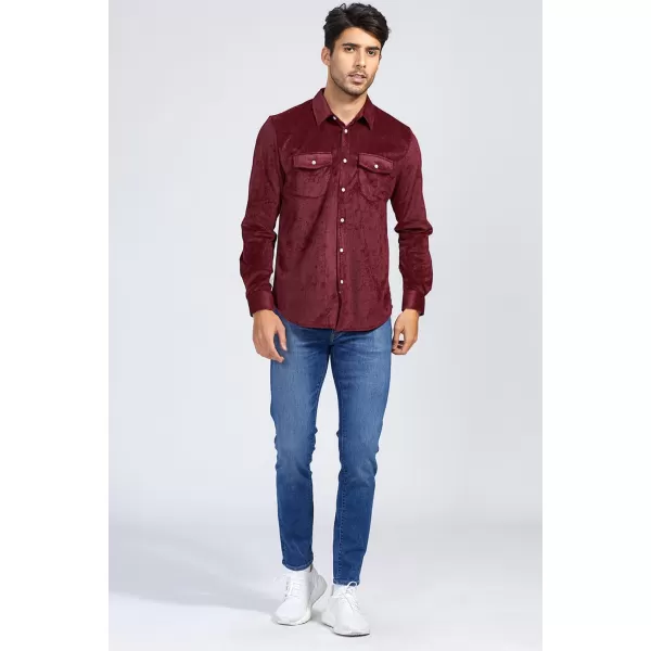 JMIERR Men's Corduroy Button Down Shirts Casual Long Sleeve Shacket Jacket with Flap Pockets