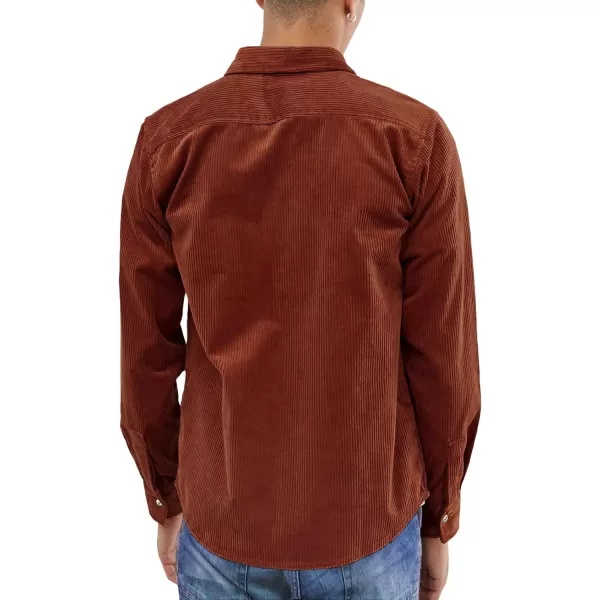 JMIERR Men's Corduroy Button Down Shirts Casual Long Sleeve Shacket Jacket with Flap Pockets
