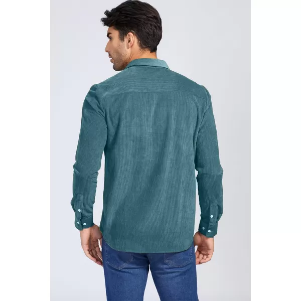 JMIERR Men's Corduroy Button Down Shirts Casual Long Sleeve Shacket Jacket with Flap Pockets