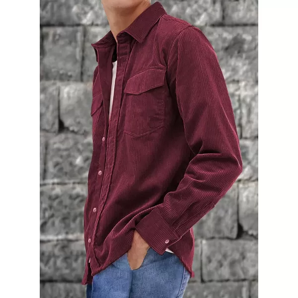 JMIERR Men's Corduroy Button Down Shirts Casual Long Sleeve Shacket Jacket with Flap Pockets
