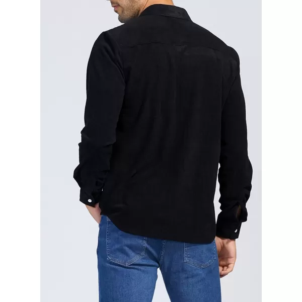 JMIERR Men's Corduroy Button Down Shirts Casual Long Sleeve Shacket Jacket with Flap Pockets
