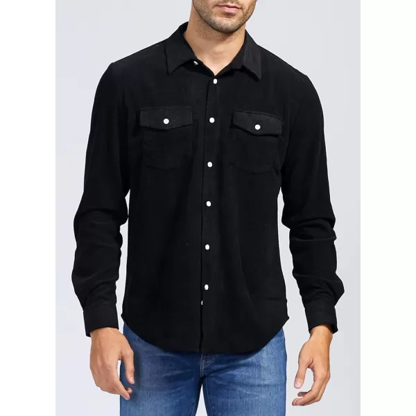 JMIERR Men's Corduroy Button Down Shirts Casual Long Sleeve Shacket Jacket with Flap Pockets