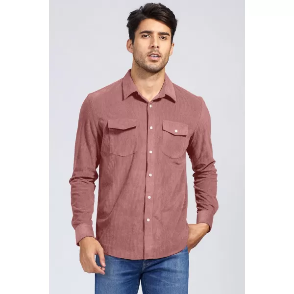 JMIERR Men's Corduroy Button Down Shirts Casual Long Sleeve Shacket Jacket with Flap Pockets