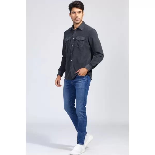 JMIERR Men's Corduroy Button Down Shirts Casual Long Sleeve Shacket Jacket with Flap Pockets