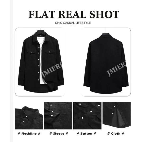 JMIERR Men's Corduroy Button Down Shirts Casual Long Sleeve Shacket Jacket with Flap Pockets