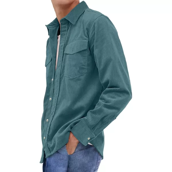JMIERR Men's Corduroy Button Down Shirts Casual Long Sleeve Shacket Jacket with Flap Pockets