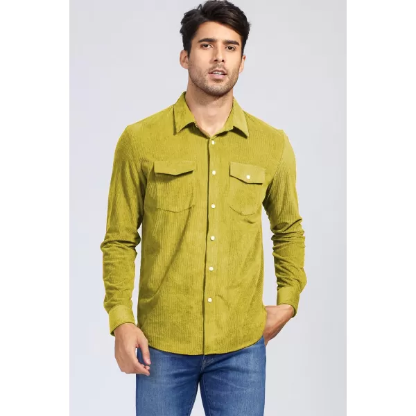 JMIERR Men's Corduroy Button Down Shirts Casual Long Sleeve Shacket Jacket with Flap Pockets
