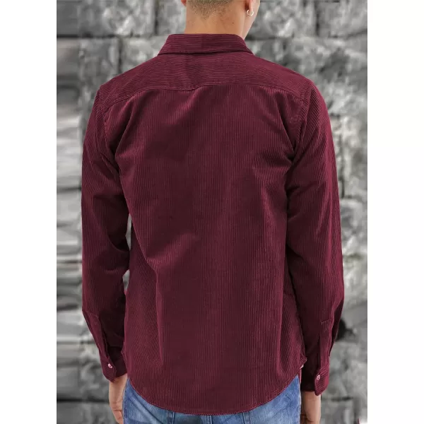 JMIERR Men's Corduroy Button Down Shirts Casual Long Sleeve Shacket Jacket with Flap Pockets