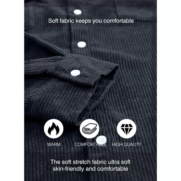 JMIERR Men's Corduroy Button Down Shirts Casual Long Sleeve Shacket Jacket with Flap Pockets