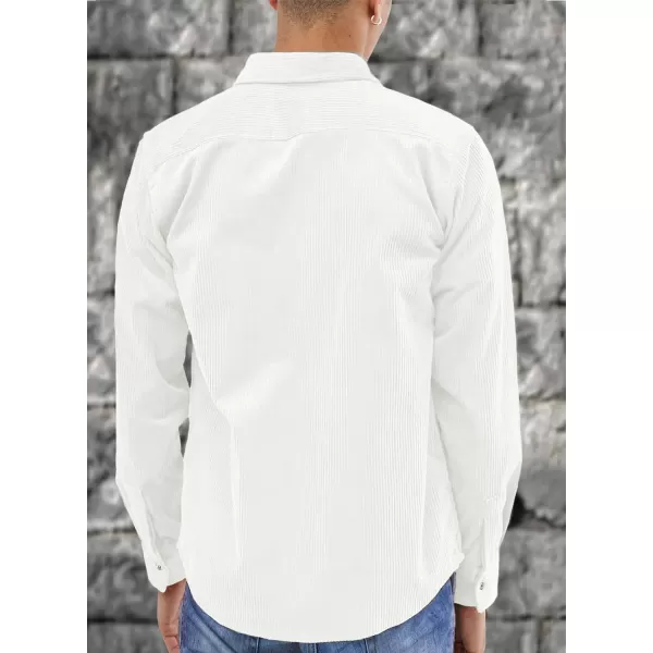 JMIERR Men's Corduroy Button Down Shirts Casual Long Sleeve Shacket Jacket with Flap Pockets