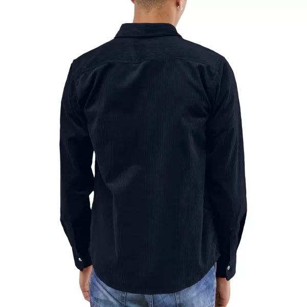 JMIERR Men's Corduroy Button Down Shirts Casual Long Sleeve Shacket Jacket with Flap Pockets