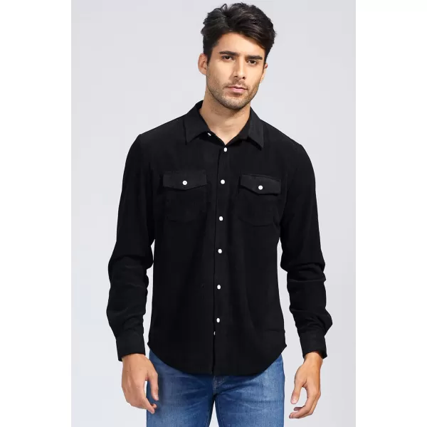 JMIERR Men's Corduroy Button Down Shirts Casual Long Sleeve Shacket Jacket with Flap Pockets