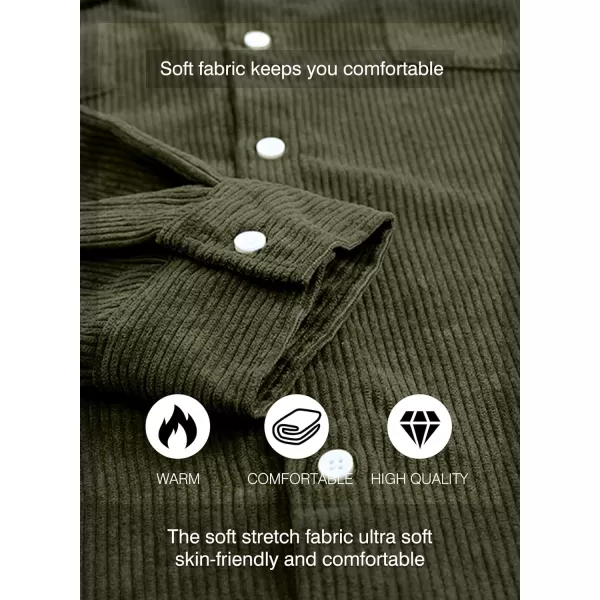 JMIERR Men's Corduroy Button Down Shirts Casual Long Sleeve Shacket Jacket with Flap Pockets