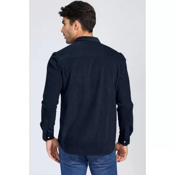 JMIERR Men's Corduroy Button Down Shirts Casual Long Sleeve Shacket Jacket with Flap Pockets